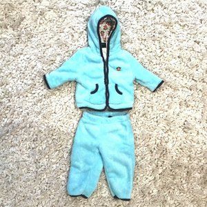 Paul Frank Fleece Hooded Jacket Monkey Julius Logo & Hood Lining - Aqua Blue 12M